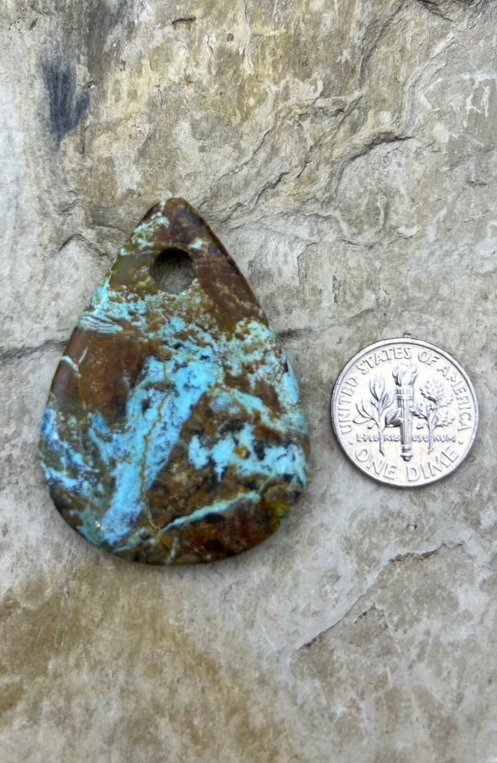Kingman Turquoise (Arizona) (Large Hole) Focal Pendant Bead