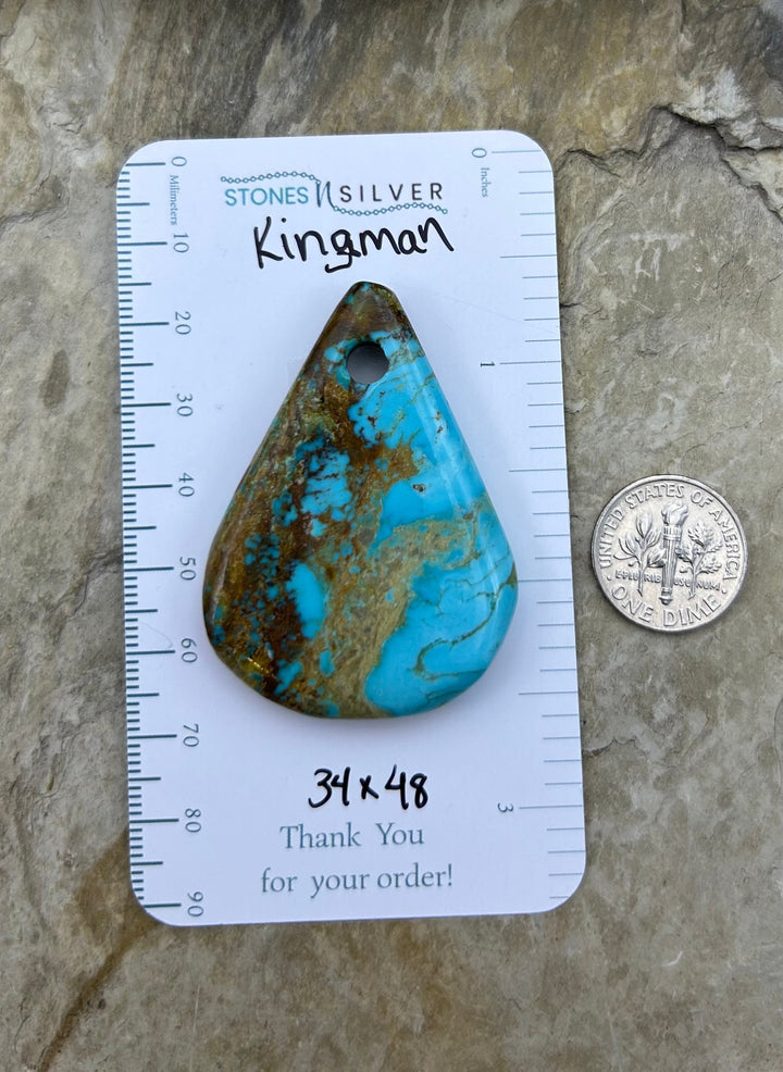 Kingman Turquoise (Arizona) (Large Hole) Focal Pendant Bead