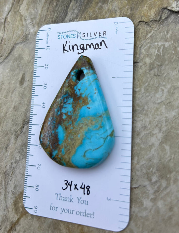 Kingman Turquoise (Arizona) (Large Hole) Focal Pendant Bead
