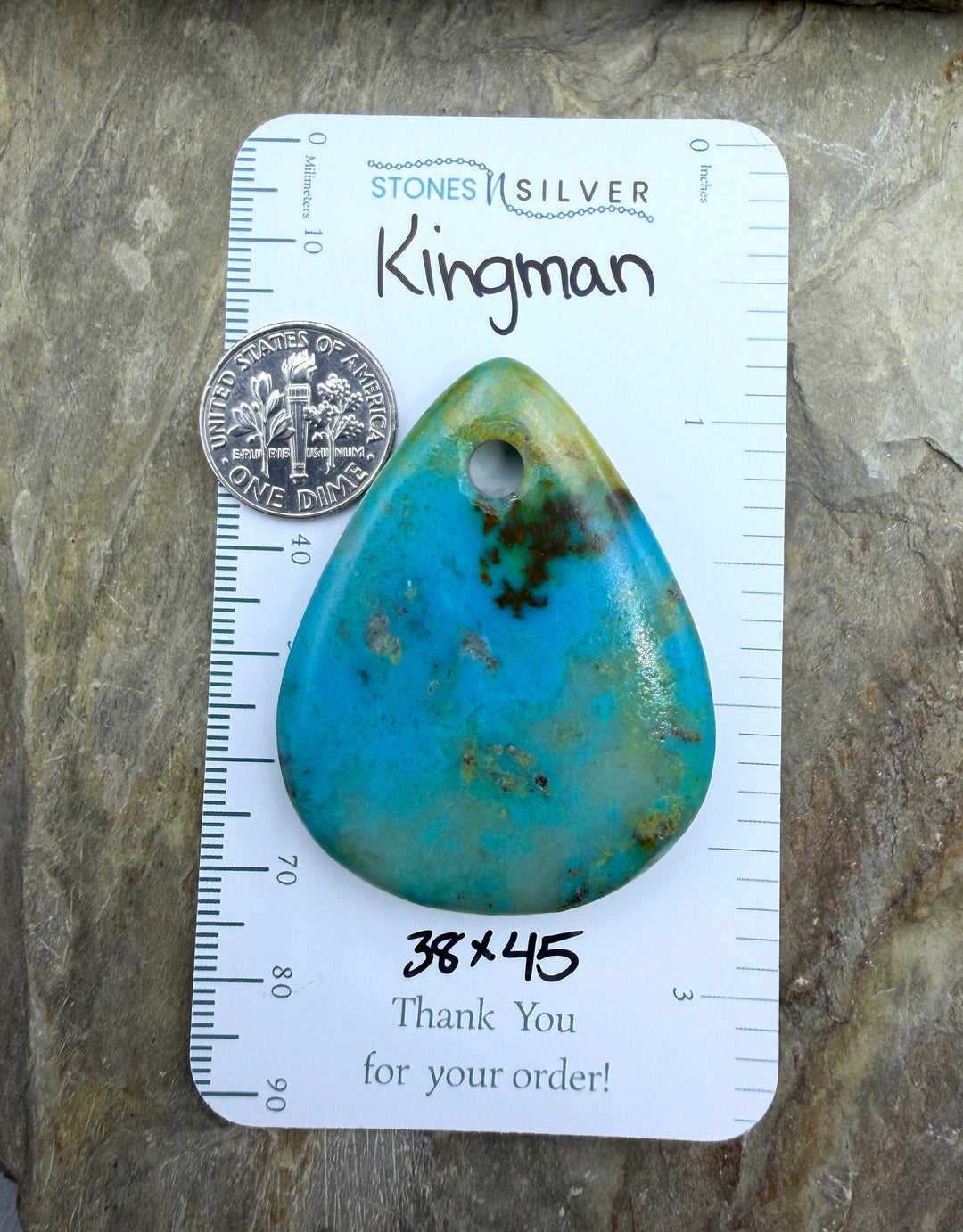 Kingman Turquoise (Arizona) (Large Hole) Focal Pendant Bead