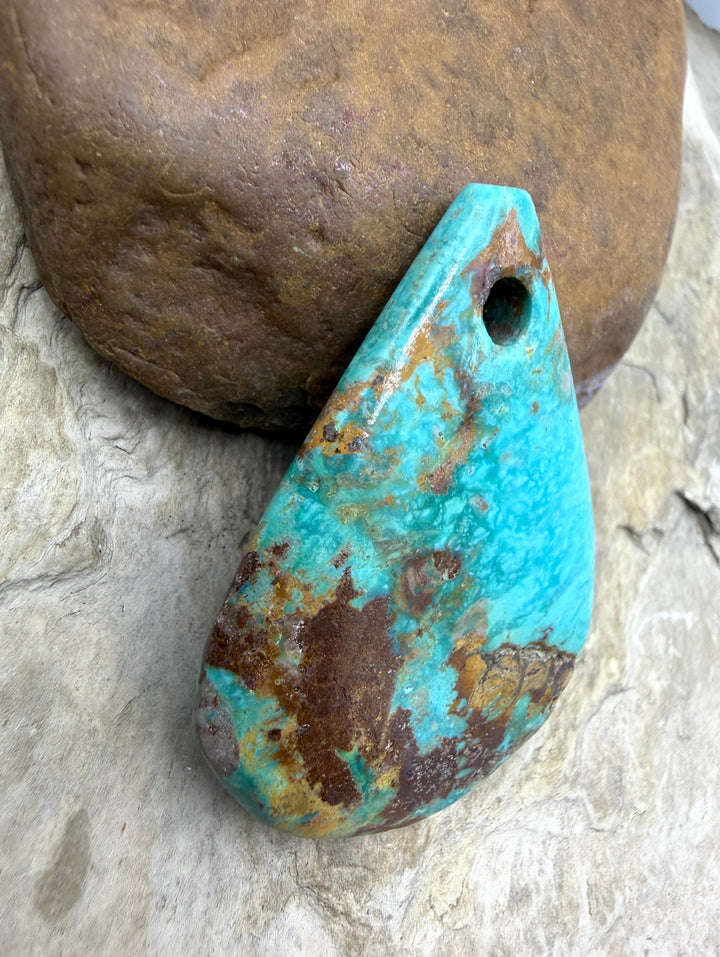 Kingman Turquoise (Arizona) (Large Hole) Focal Pendant Bead
