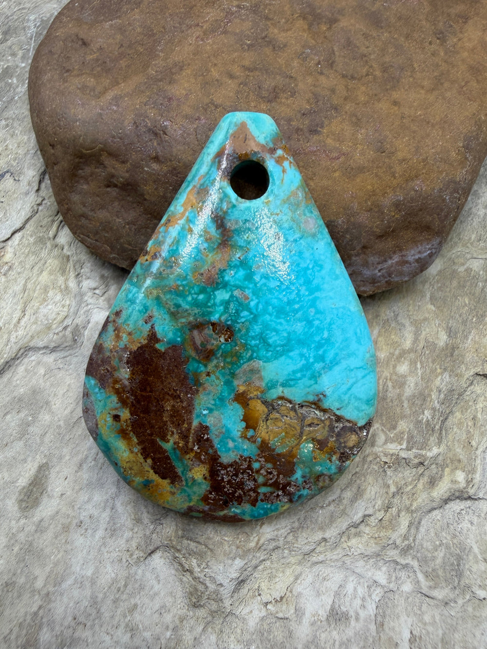 Kingman Turquoise (Arizona) (Large Hole) Focal Pendant Bead