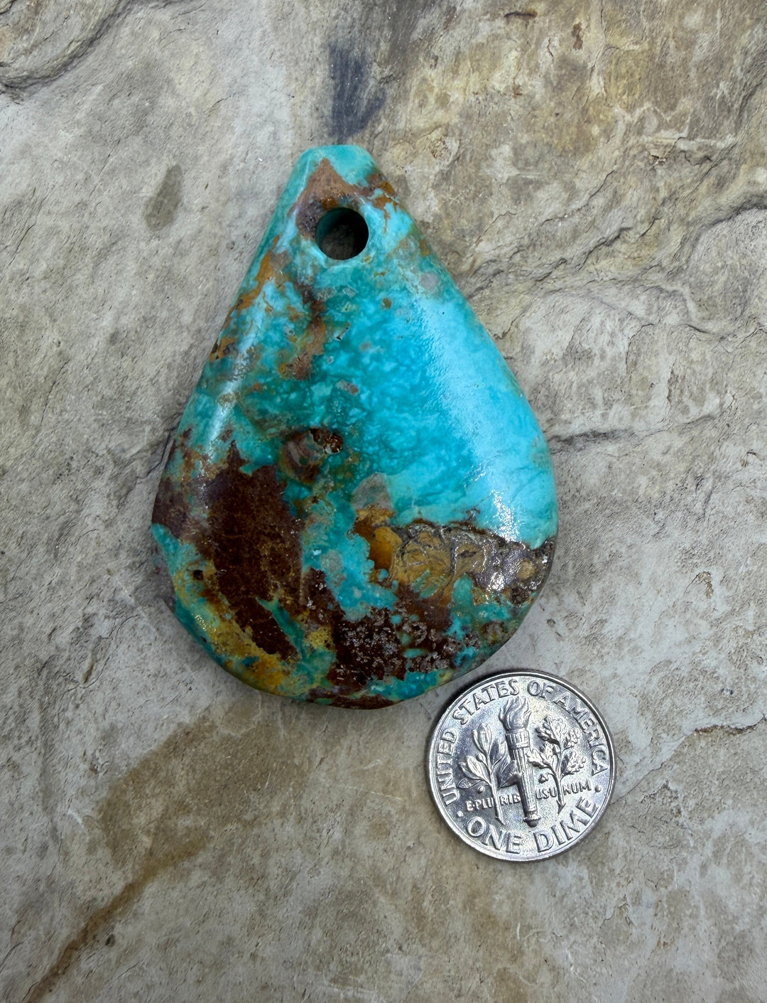 Kingman Turquoise (Arizona) (Large Hole) Focal Pendant Bead