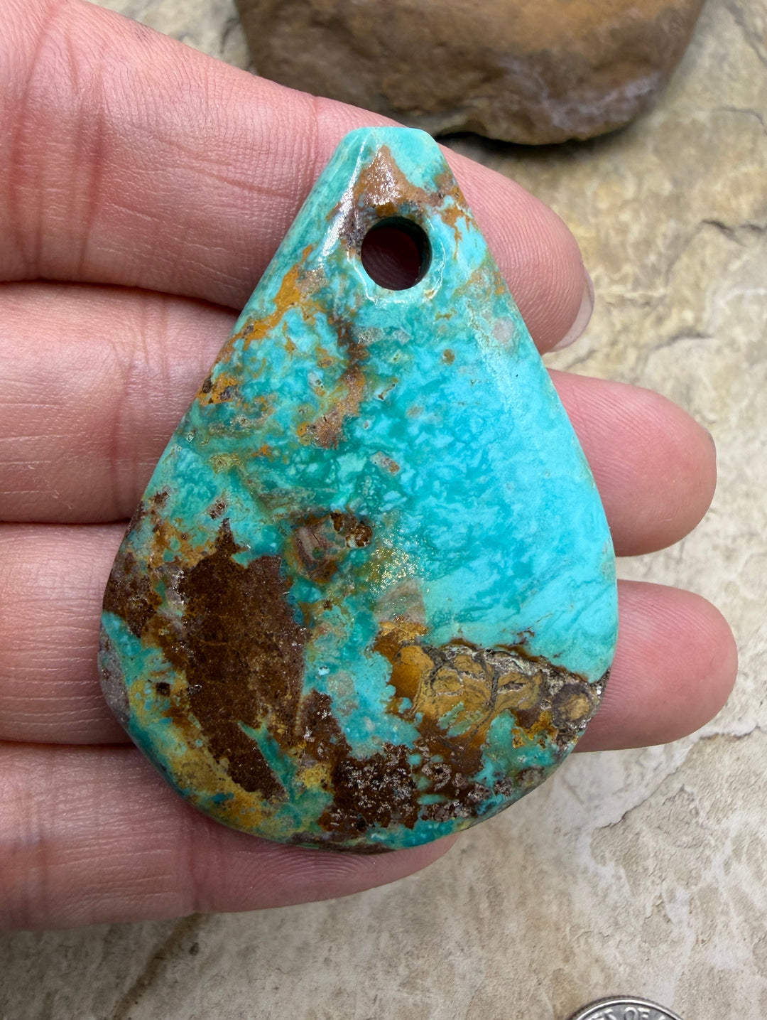Kingman Turquoise (Arizona) (Large Hole) Focal Pendant Bead