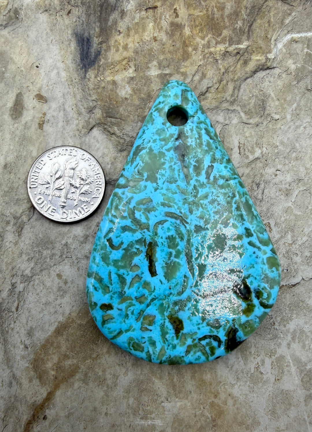 Kingman Turquoise (Arizona) (Large Hole) Focal Pendant Bead