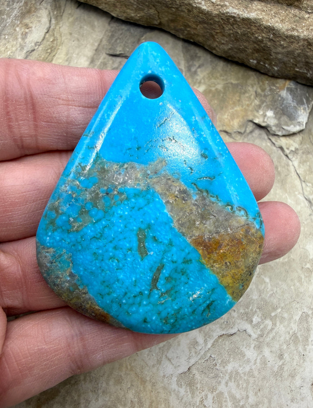 Kingman Turquoise (Arizona) (Large Hole) Focal Pendant Bead