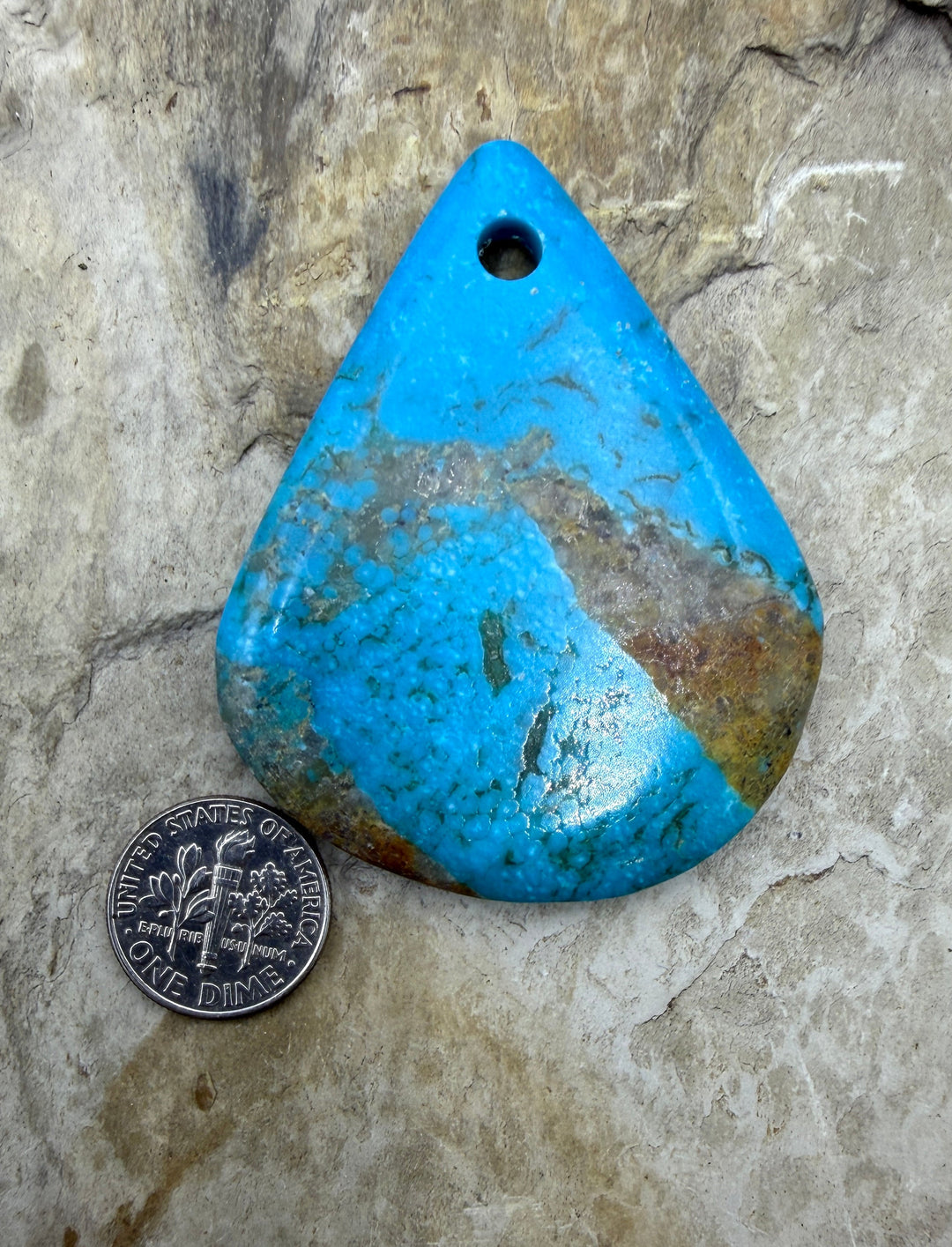 Kingman Turquoise (Arizona) (Large Hole) Focal Pendant Bead