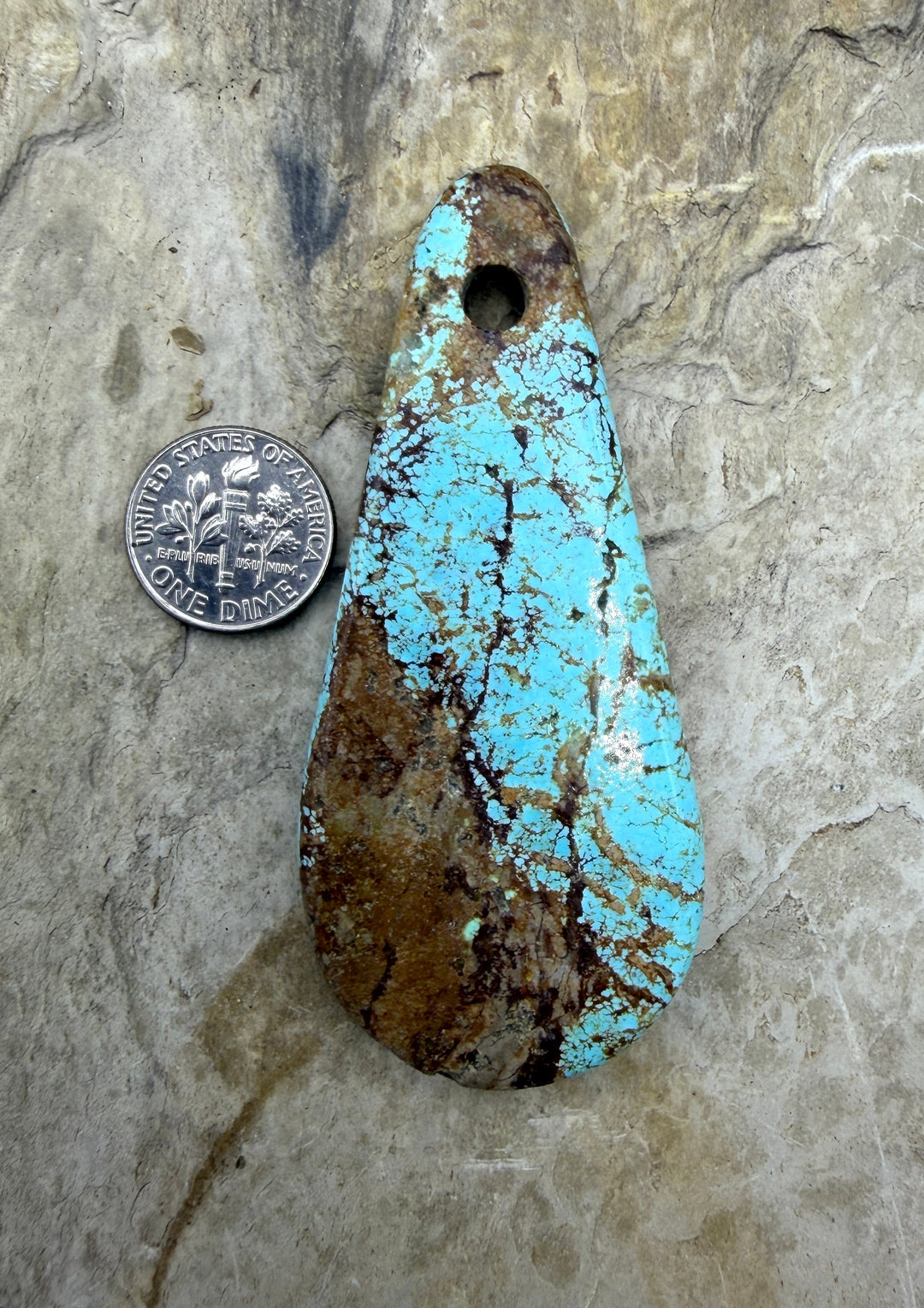 Kingman Turquoise (Arizona) (Large Hole) HUGE Focal Pendant