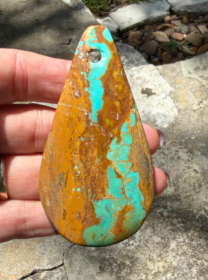 Kingman Turquoise (Arizona) (Large Hole) HUGE Focal Pendant