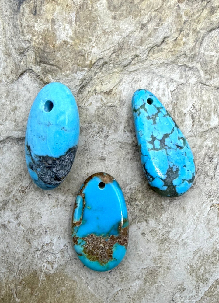 Kingman Turquoise (Arizona) LOT of 3 Focal Pendant