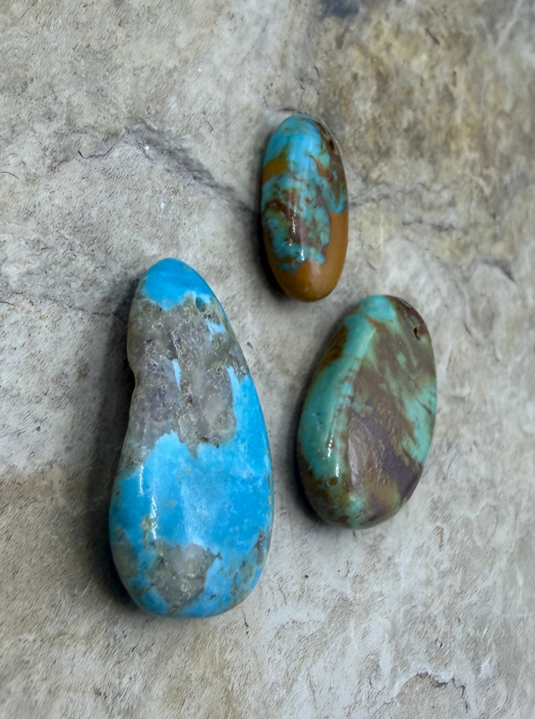 Kingman Turquoise (Arizona) LOT of 3 Focal Pendant Beads