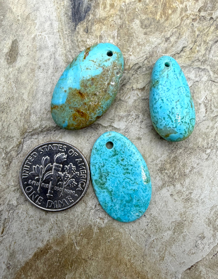 Kingman Turquoise (Arizona) LOT of 3 Focal Pendant