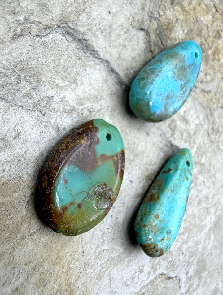 Kingman Turquoise (Arizona) LOT of 3 Focal Pendant