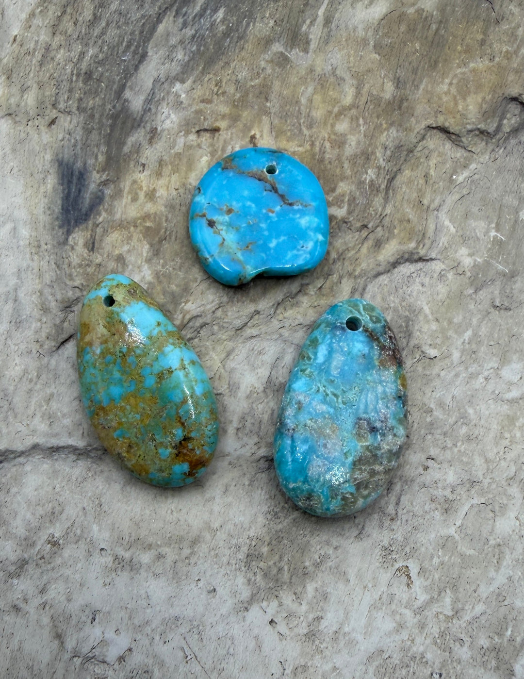 Kingman Turquoise (Arizona) LOT of 3 Focal Pendant Beads
