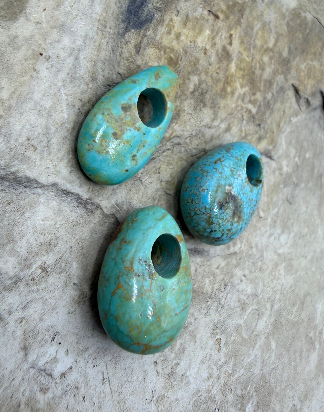 Kingman Turquoise (Arizona) LOT of 3 (Large Hole) Focal