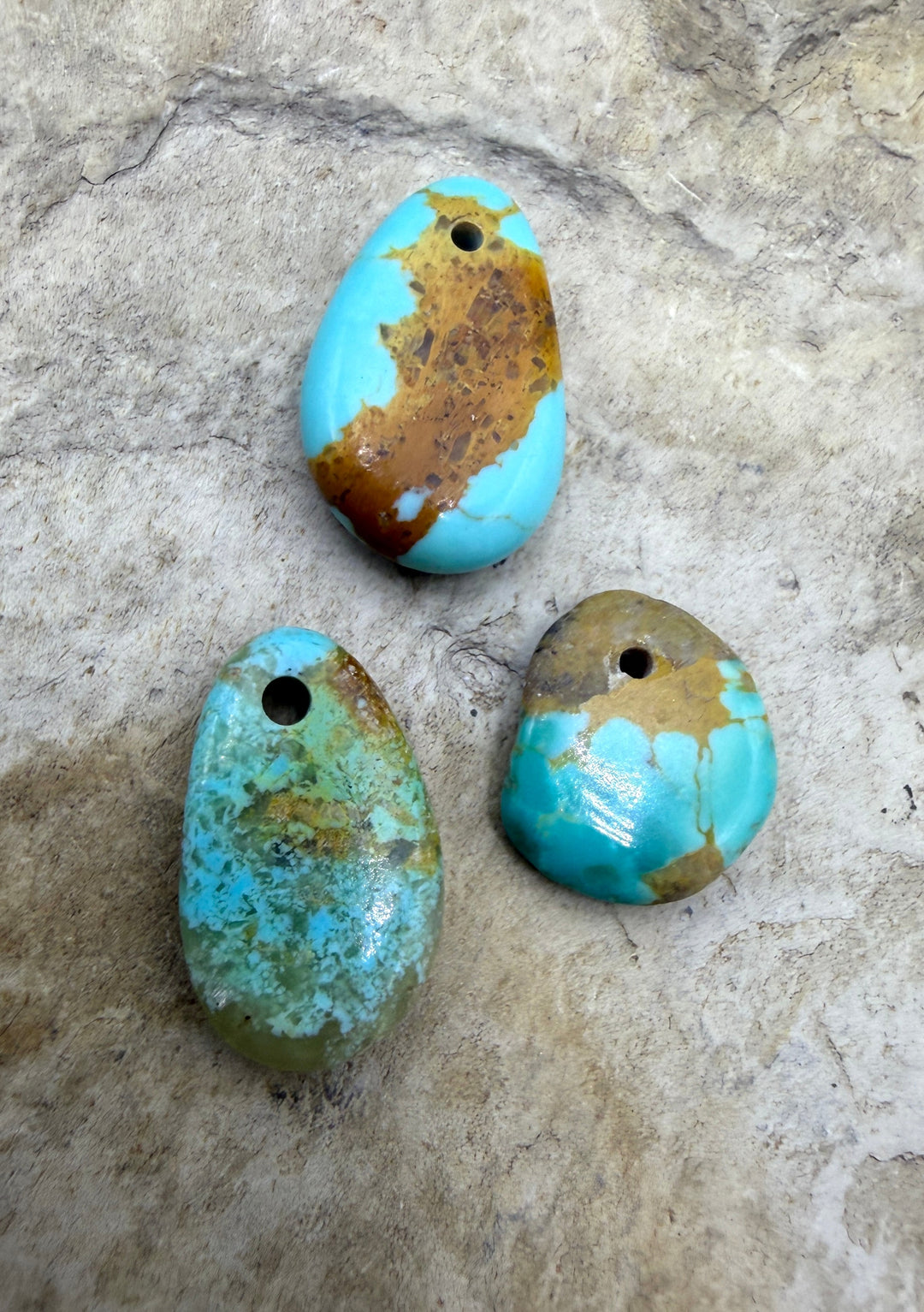 Kingman Turquoise (Arizona) LOT of 3 Small Focal Pendant