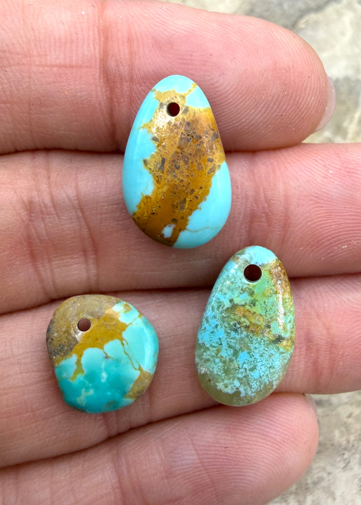 Kingman Turquoise (Arizona) LOT of 3 Small Focal Pendant