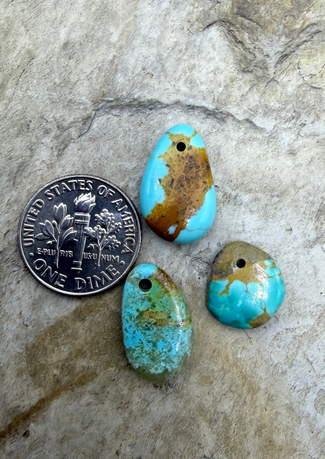 Kingman Turquoise (Arizona) LOT of 3 Small Focal Pendant
