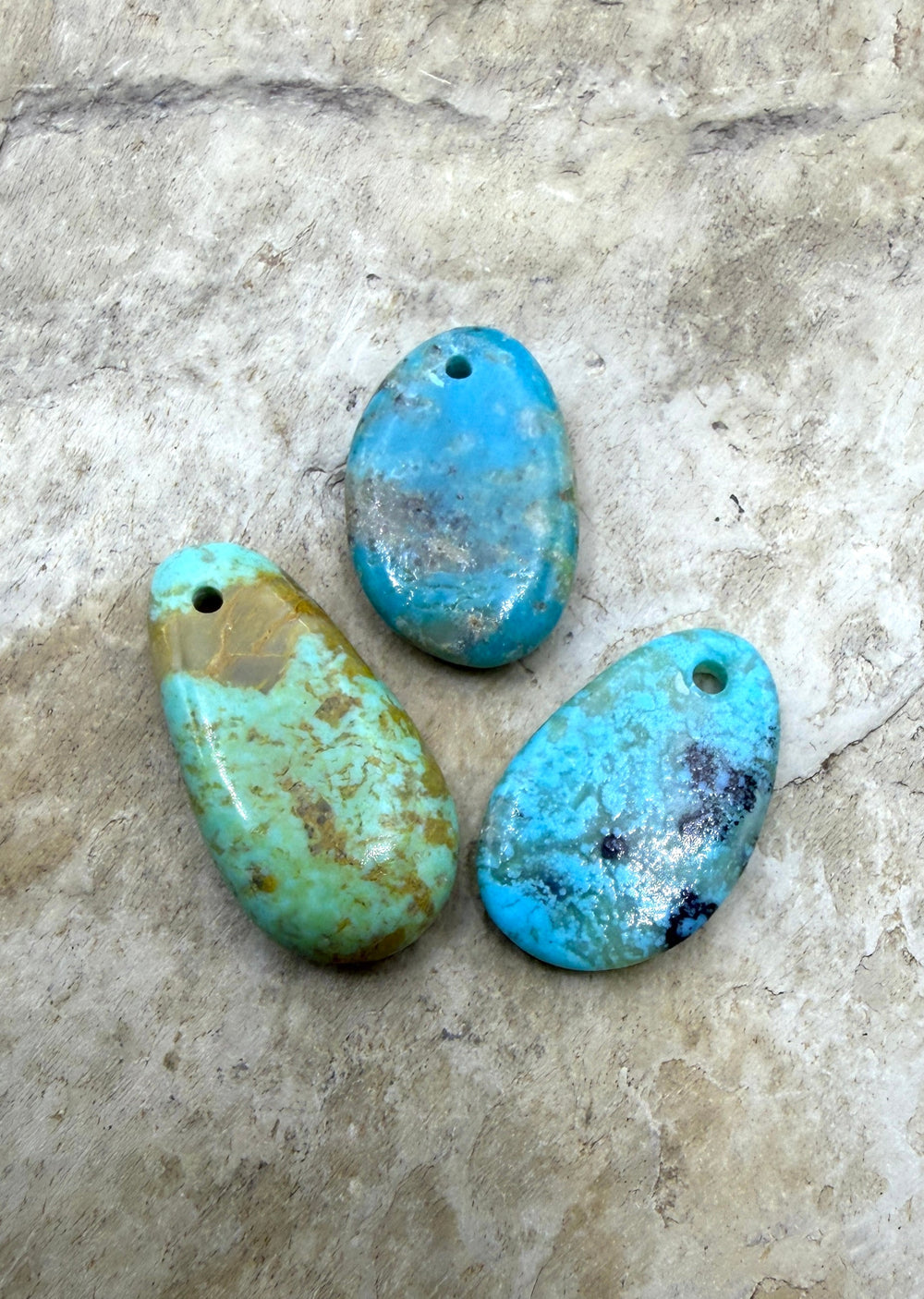 Kingman Turquoise (Arizona) LOT of 3 Small Focal Pendant