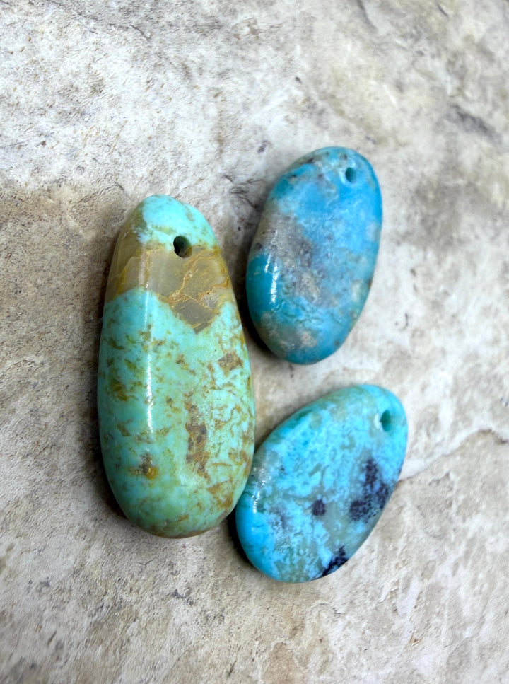 Kingman Turquoise (Arizona) LOT of 3 Small Focal Pendant