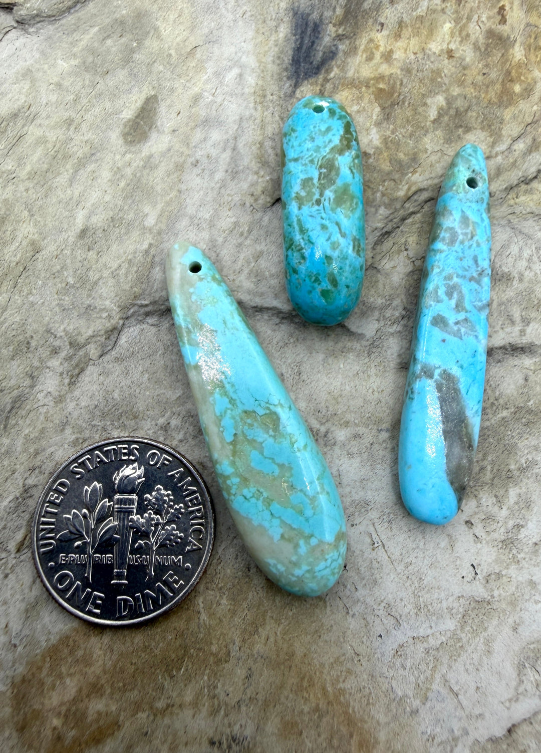 Kingman Turquoise (Arizona) LOT of 3 Small Focal Pendant
