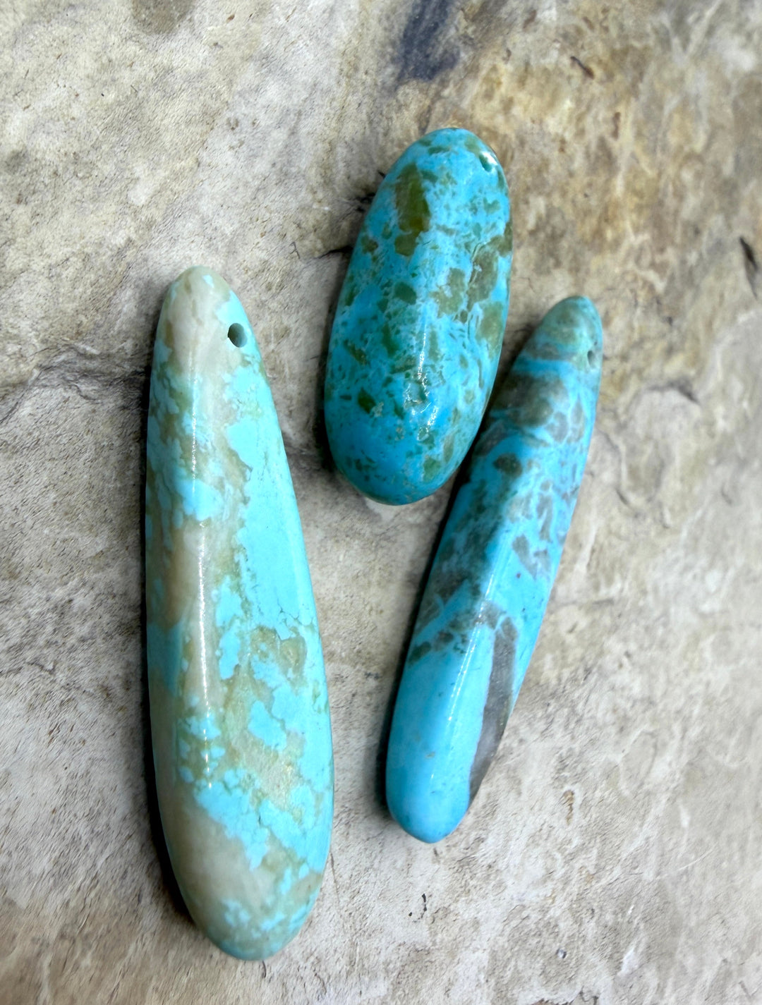 Kingman Turquoise (Arizona) LOT of 3 Small Focal Pendant