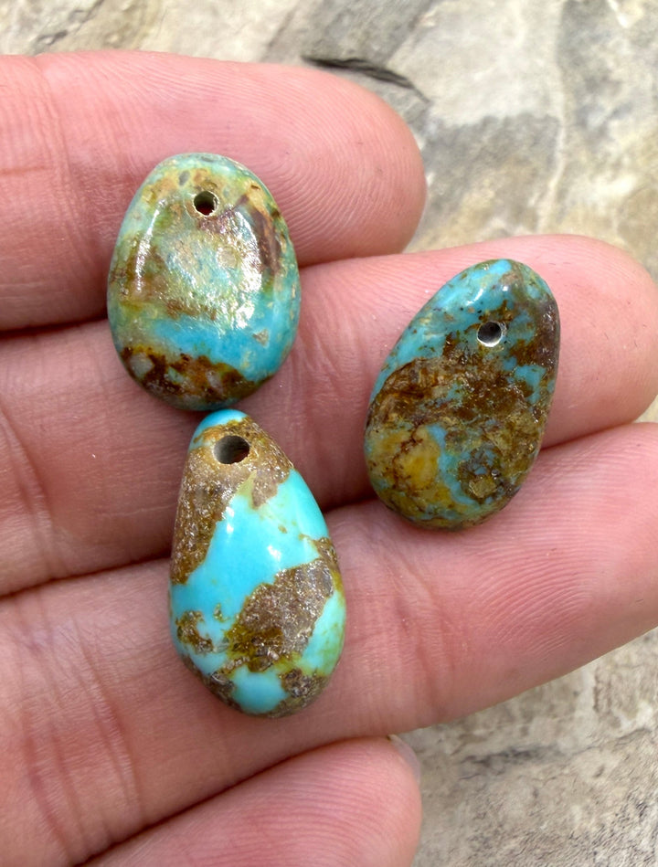 Kingman Turquoise (Arizona) LOT of 3 Small Focal Pendant