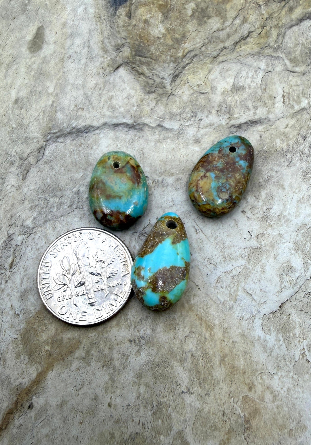 Kingman Turquoise (Arizona) LOT of 3 Small Focal Pendant