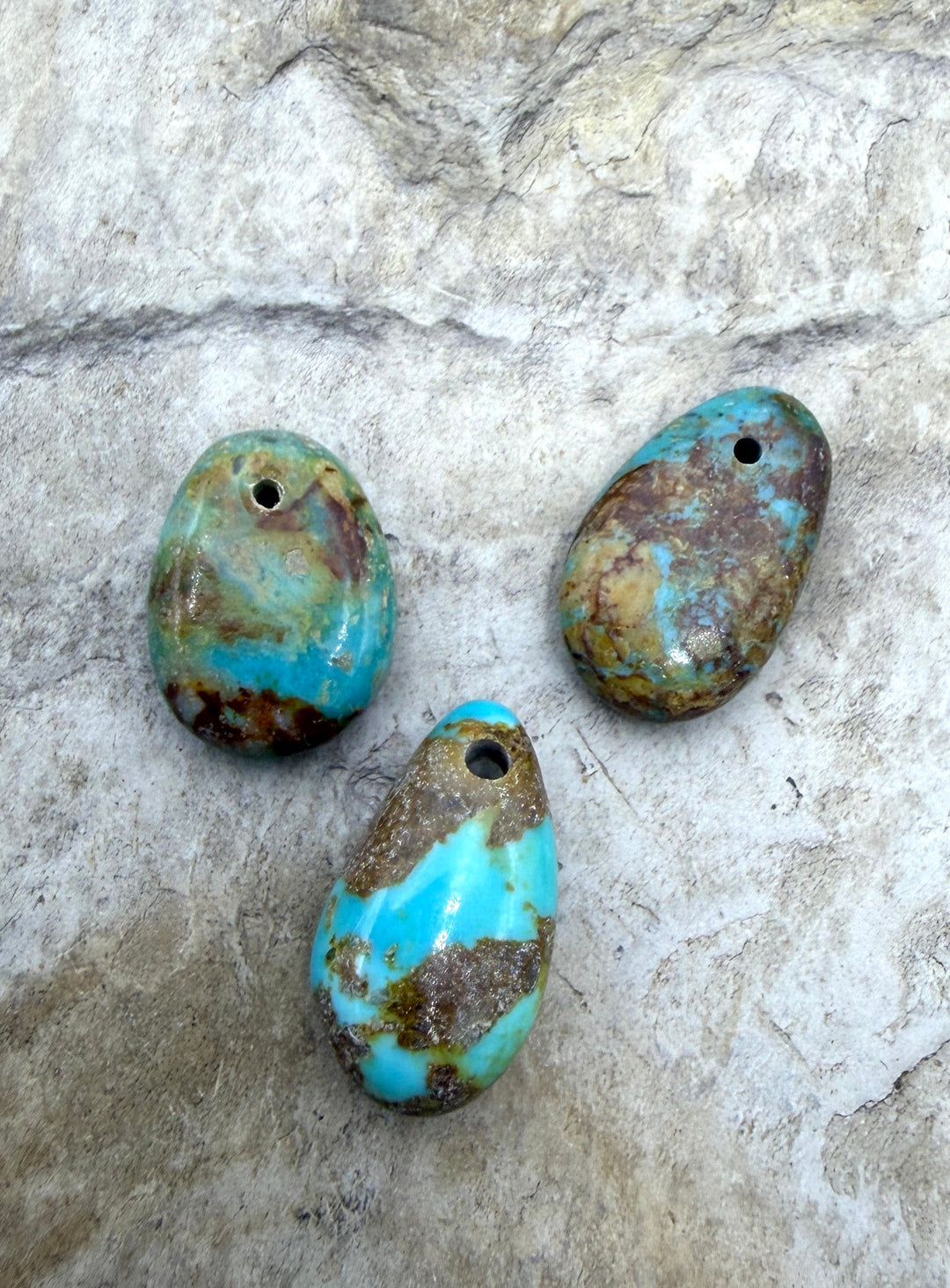 Kingman Turquoise (Arizona) LOT of 3 Small Focal Pendant