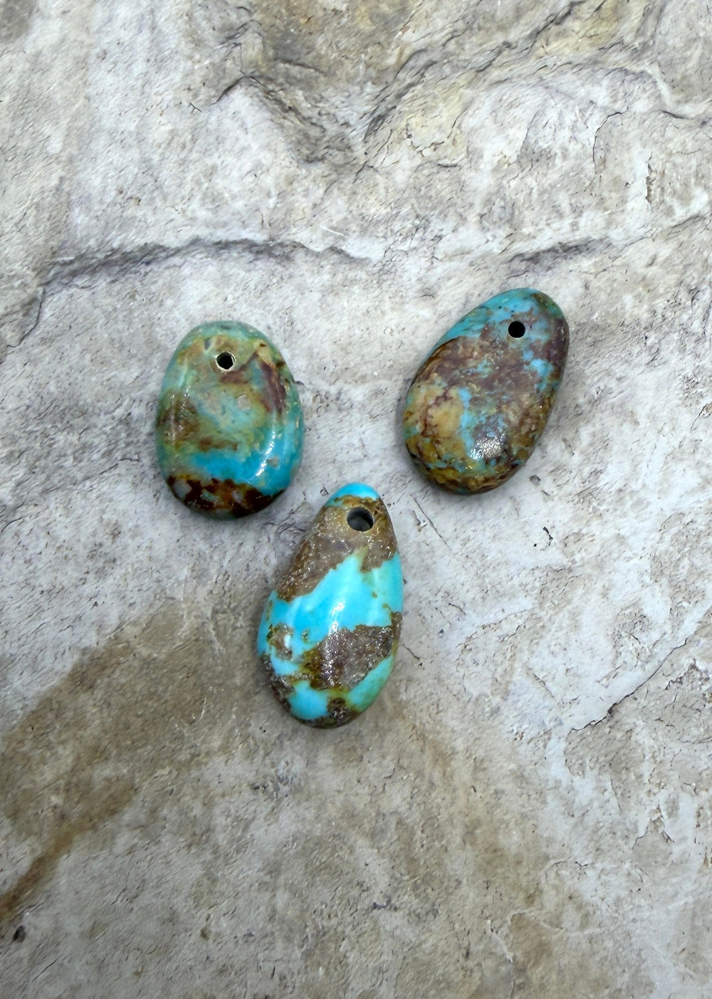 Kingman Turquoise (Arizona) LOT of 3 Small Focal Pendant