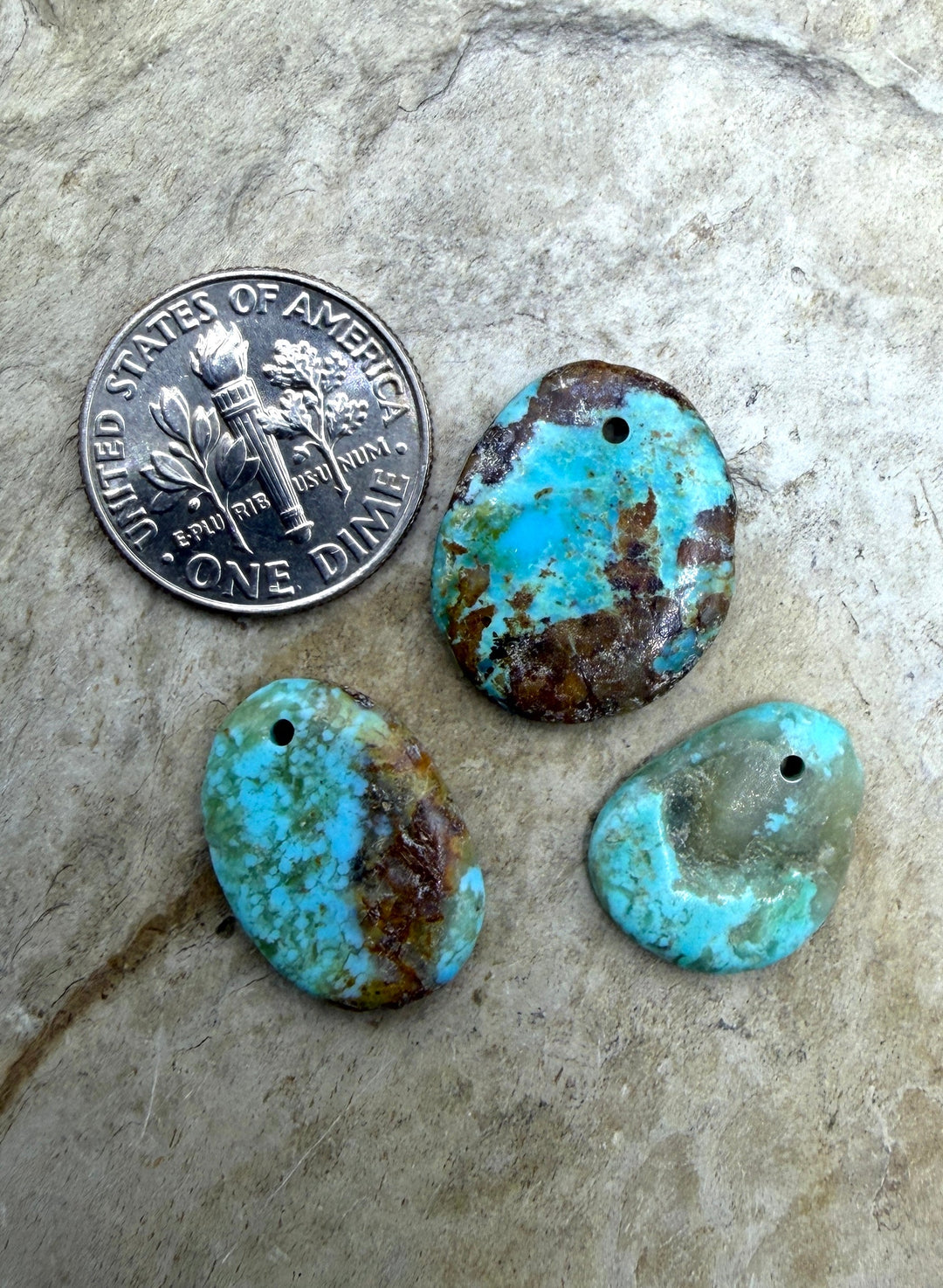 Kingman Turquoise (Arizona) LOT of 3 Small Focal Pendant