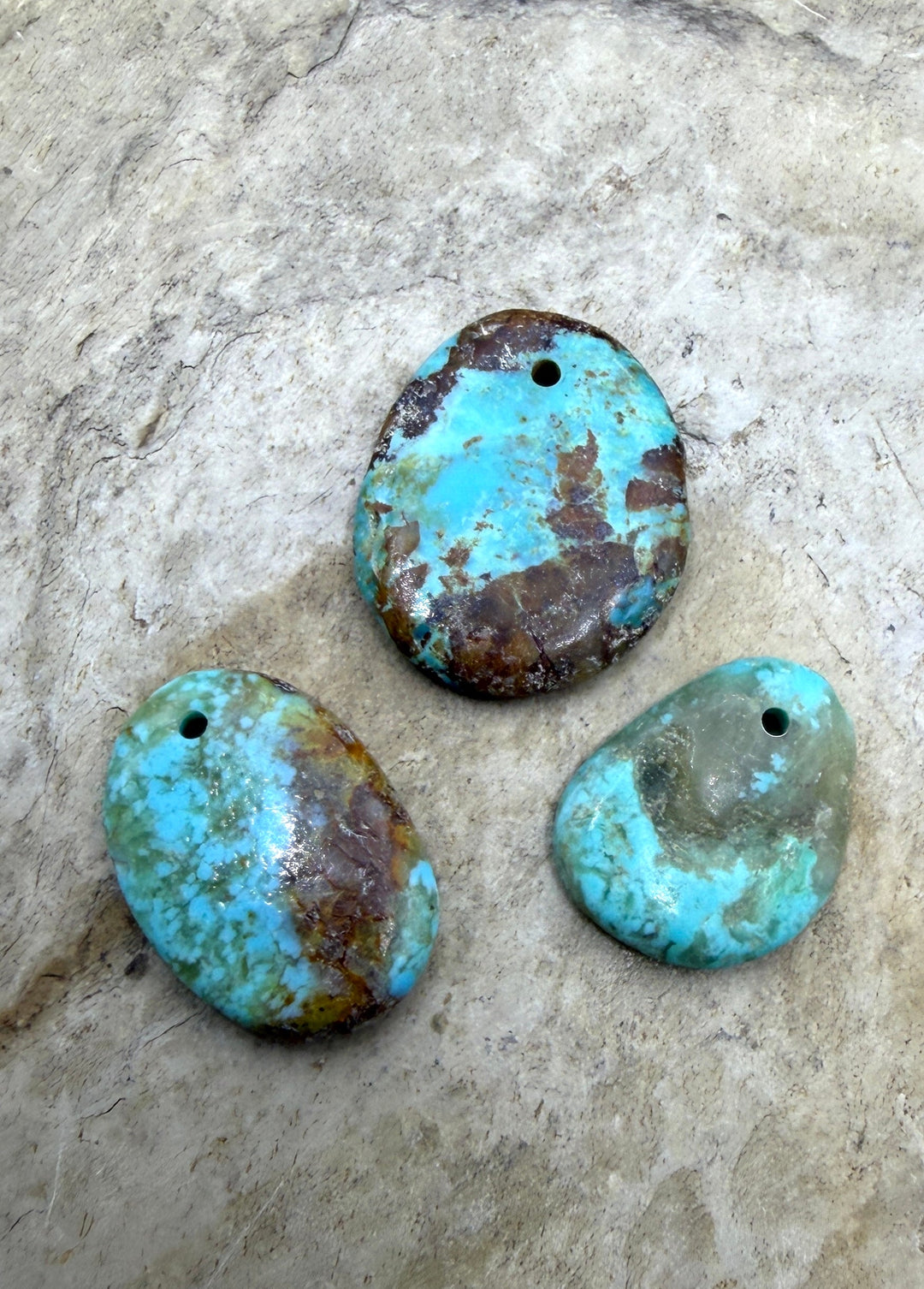 Kingman Turquoise (Arizona) LOT of 3 Small Focal Pendant
