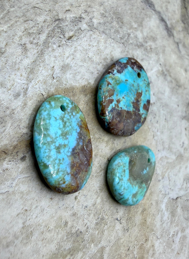 Kingman Turquoise (Arizona) LOT of 3 Small Focal Pendant