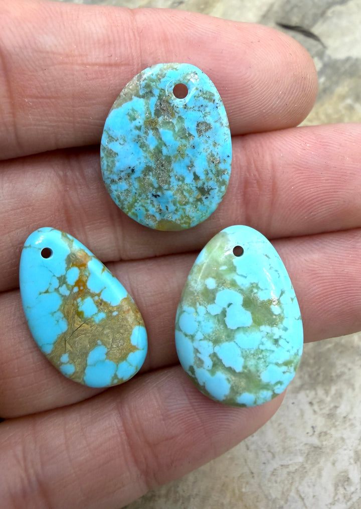 Kingman Turquoise (Arizona) LOT of 3 Small Focal Pendant