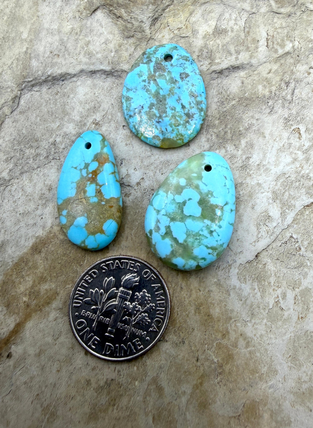 Kingman Turquoise (Arizona) LOT of 3 Small Focal Pendant