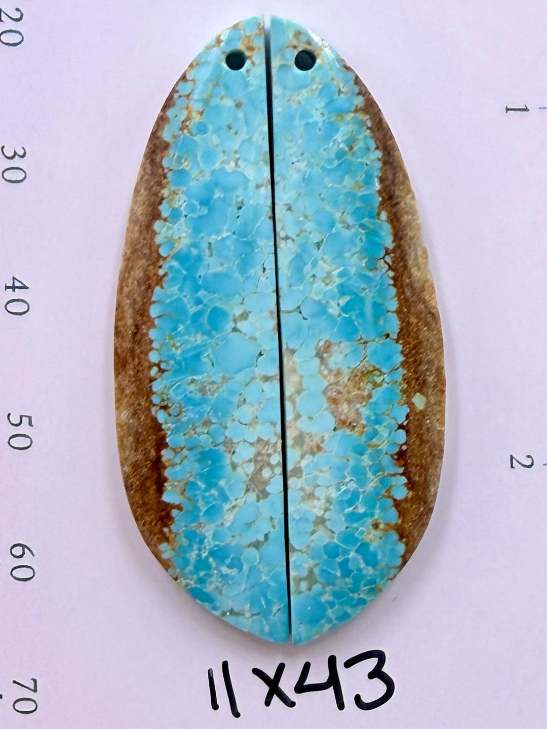 Kingman Turquoise (Arizona) Matching Earring Slab Bead Pair