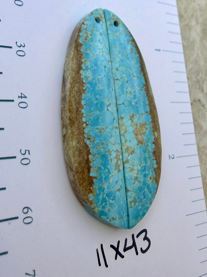 Kingman Turquoise (Arizona) Matching Earring Slab Bead Pair