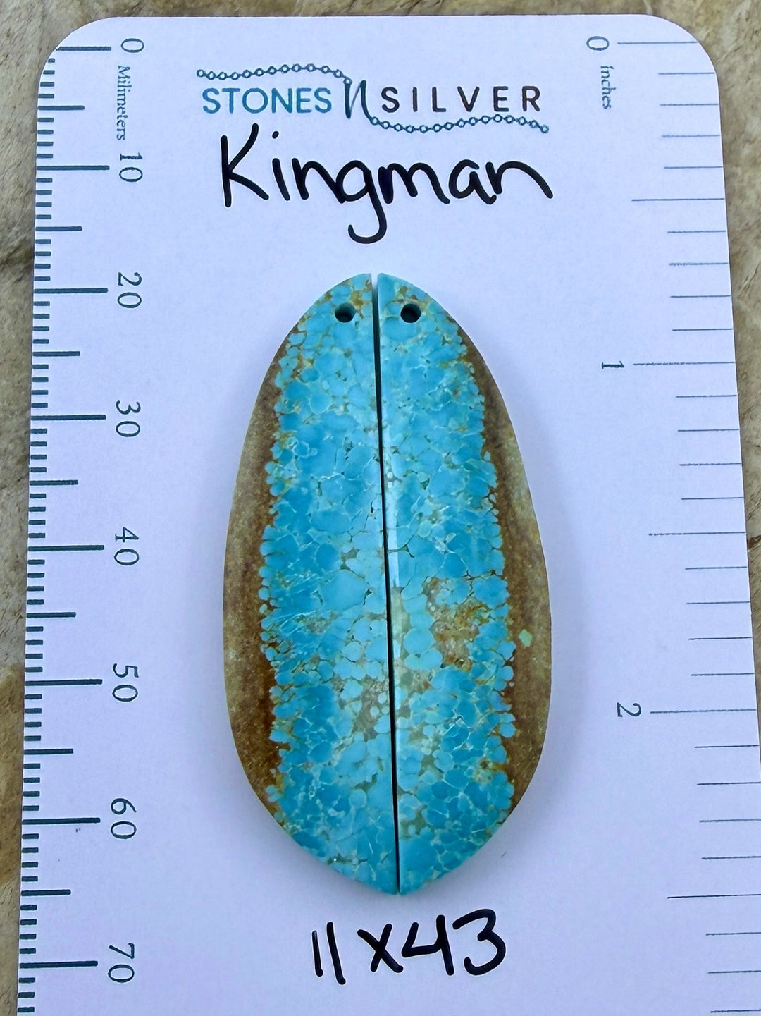 Kingman Turquoise (Arizona) Matching Earring Slab Bead Pair