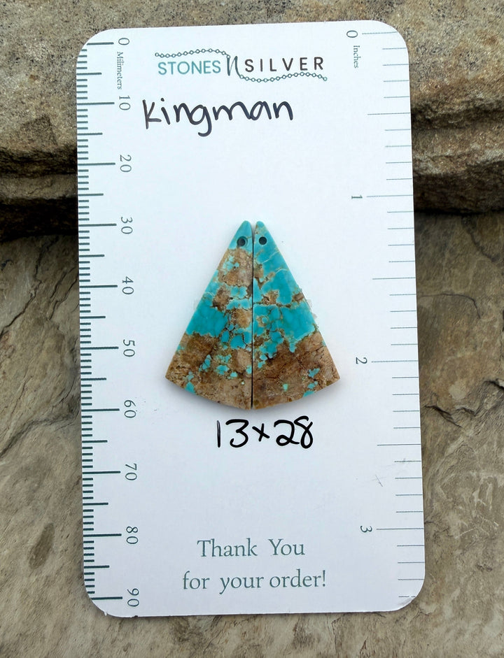 Kingman Turquoise (Arizona) Matching Earring Slab Bead Pair