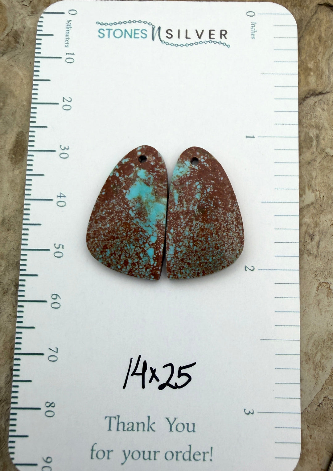 Kingman Turquoise (Arizona) Matching Earring Slab Bead Pair