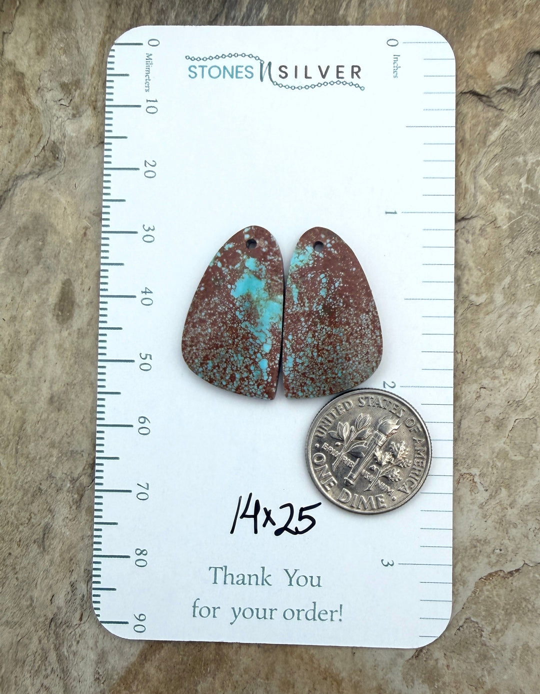 Kingman Turquoise (Arizona) Matching Earring Slab Bead Pair