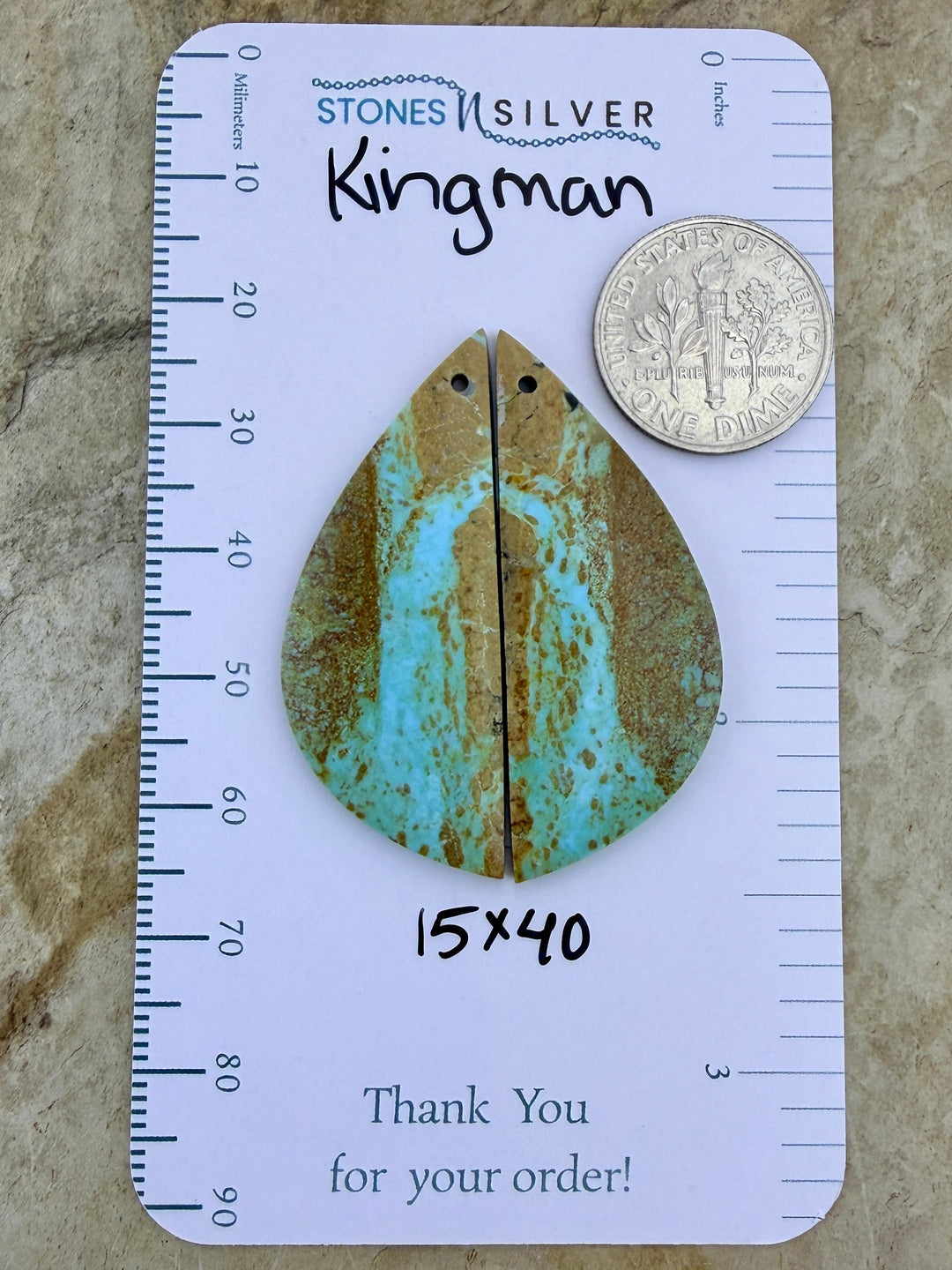 Kingman Turquoise (Arizona) Matching Earring Slab Bead Pair