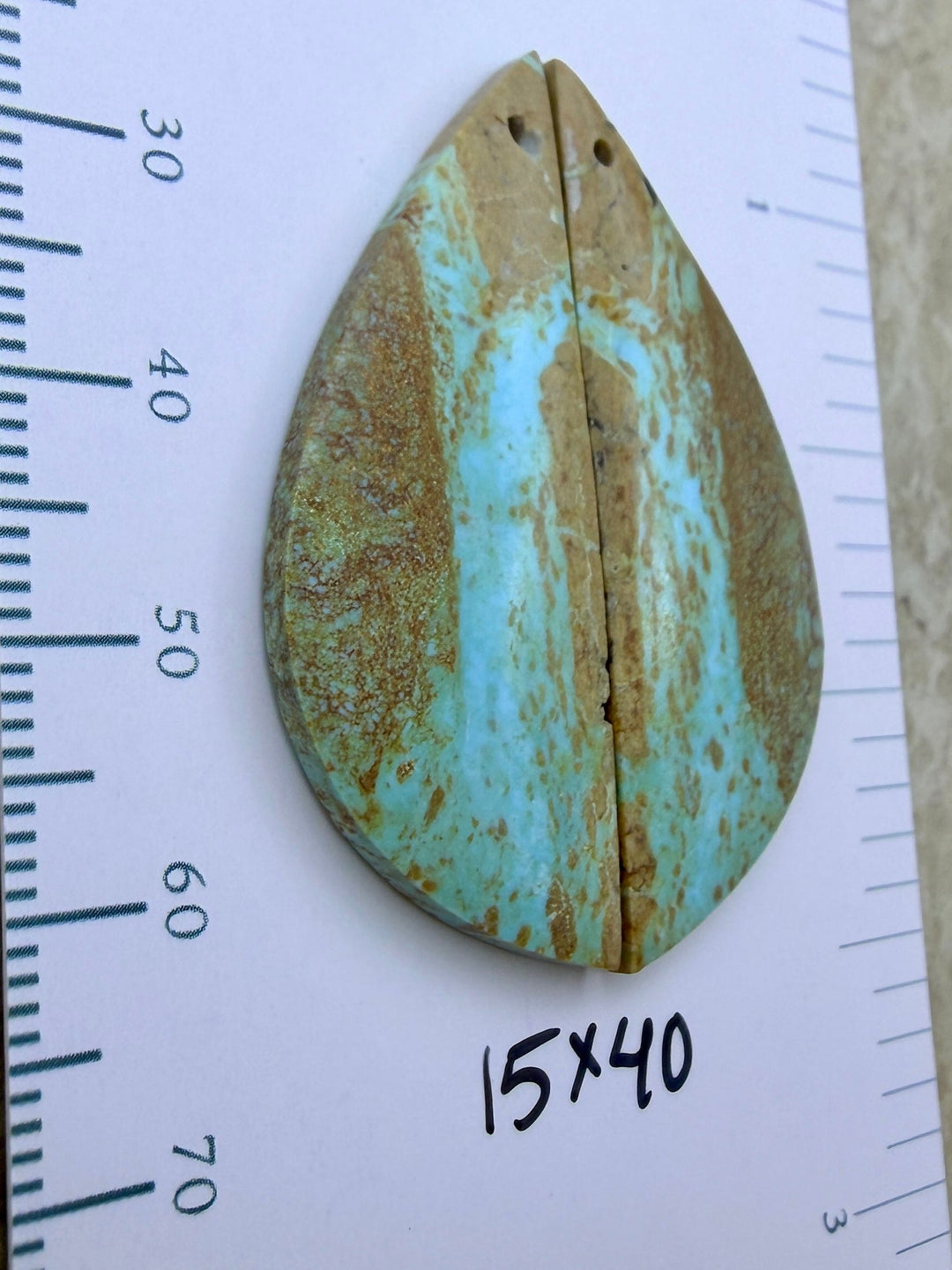 Kingman Turquoise (Arizona) Matching Earring Slab Bead Pair