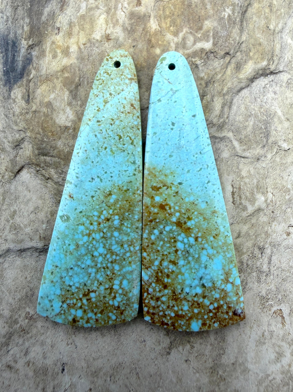 Kingman Turquoise (Arizona) Matching Earring Slab Bead Pair