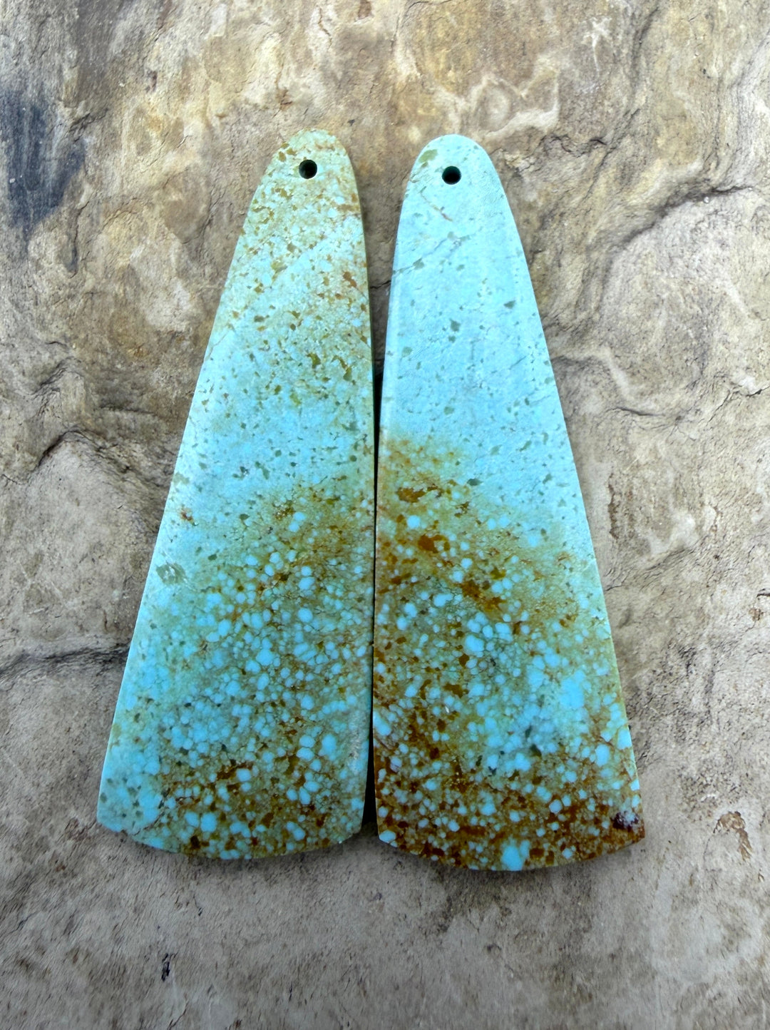 Kingman Turquoise (Arizona) Matching Earring Slab Bead Pair