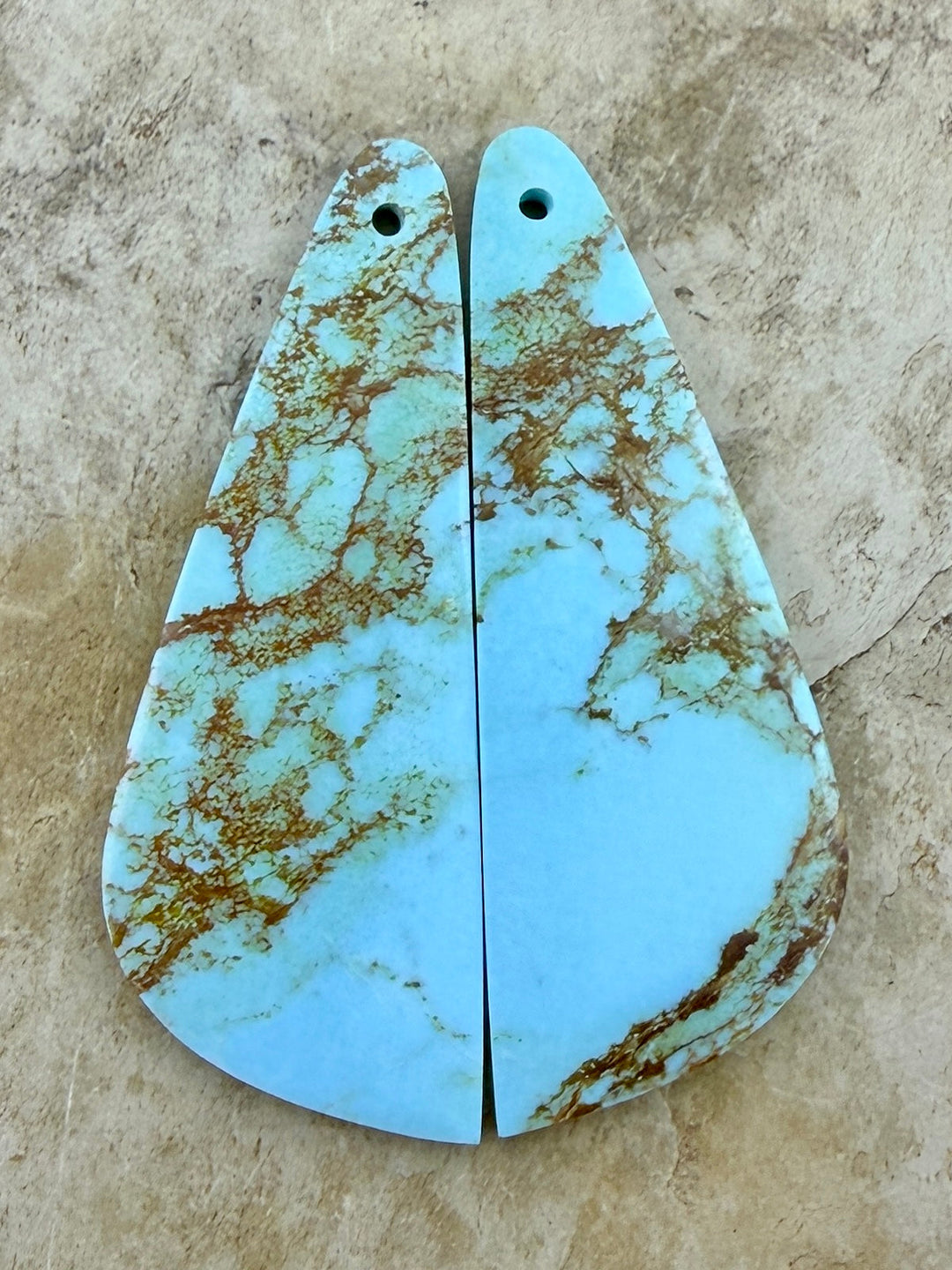 Kingman Turquoise (Arizona) Matching Earring Slab Bead Pair