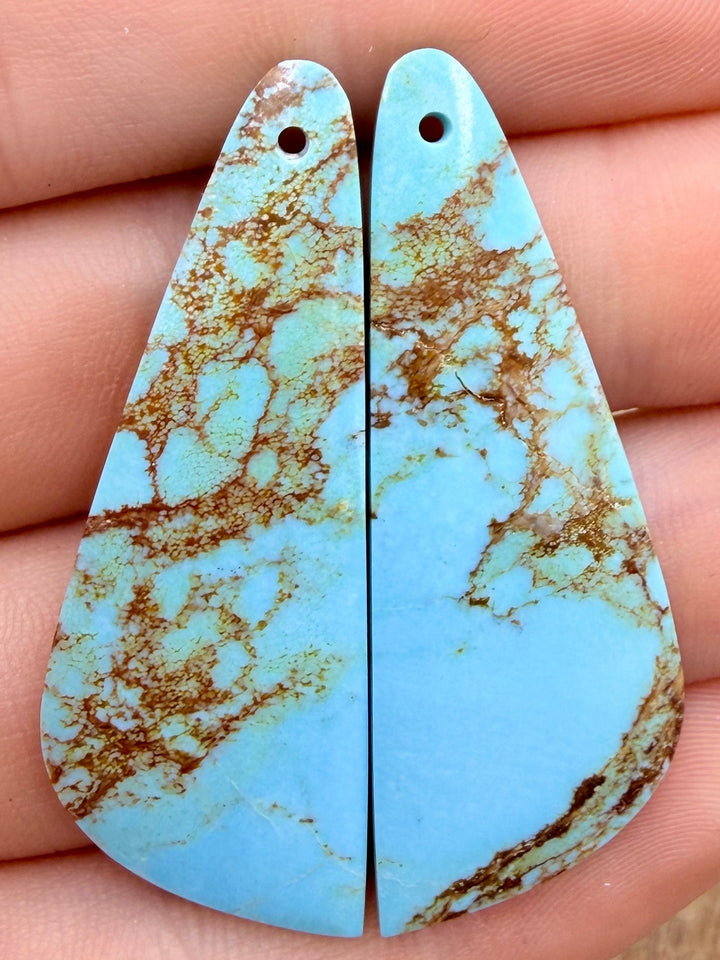 Kingman Turquoise (Arizona) Matching Earring Slab Bead Pair