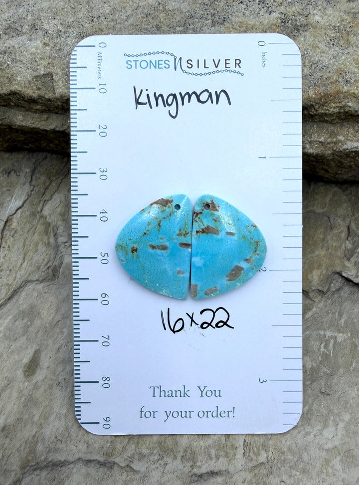 Kingman Turquoise (Arizona) Matching Earring Slab Bead Pair