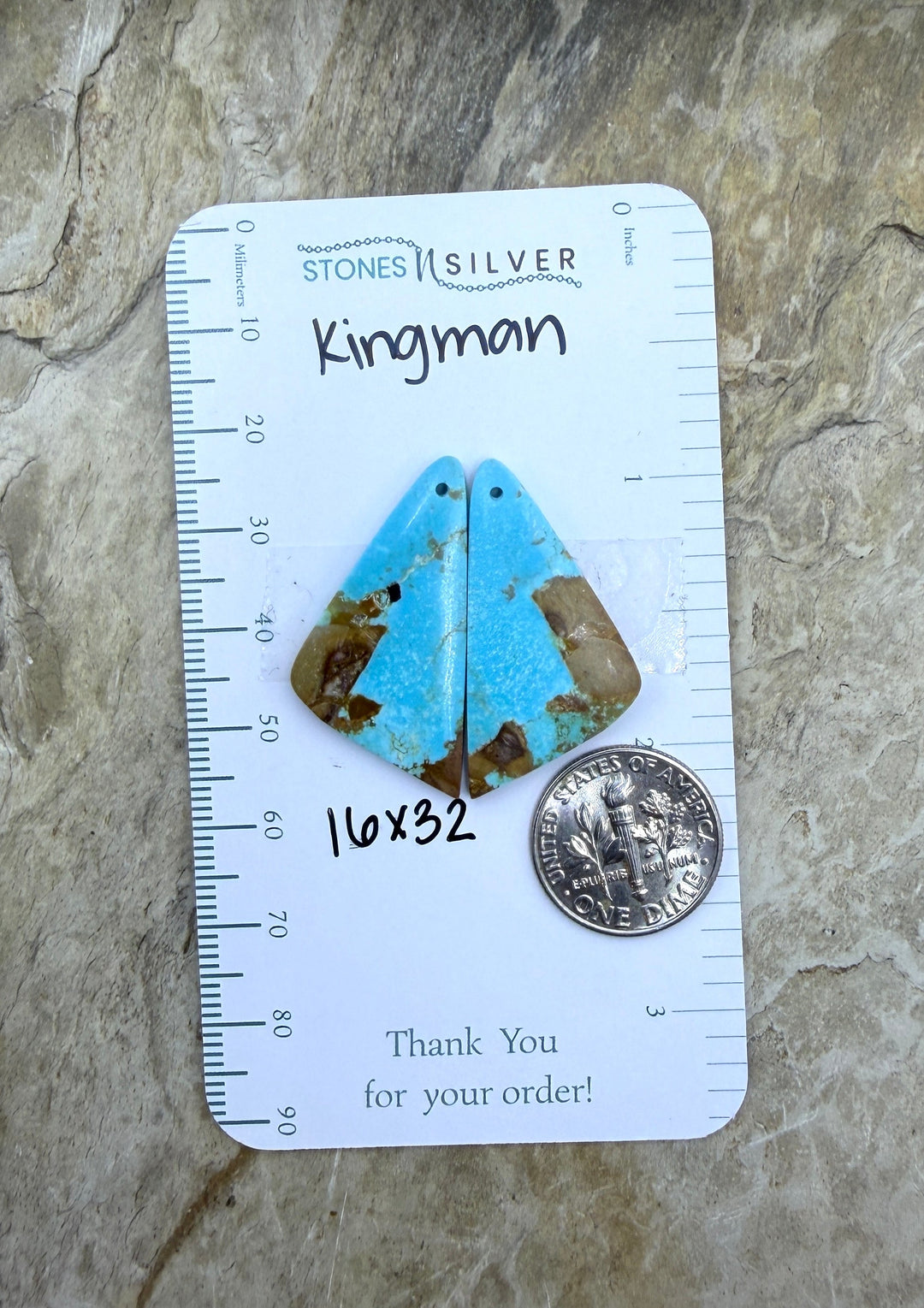 Kingman Turquoise (Arizona) Matching Earring Slab Bead Pair