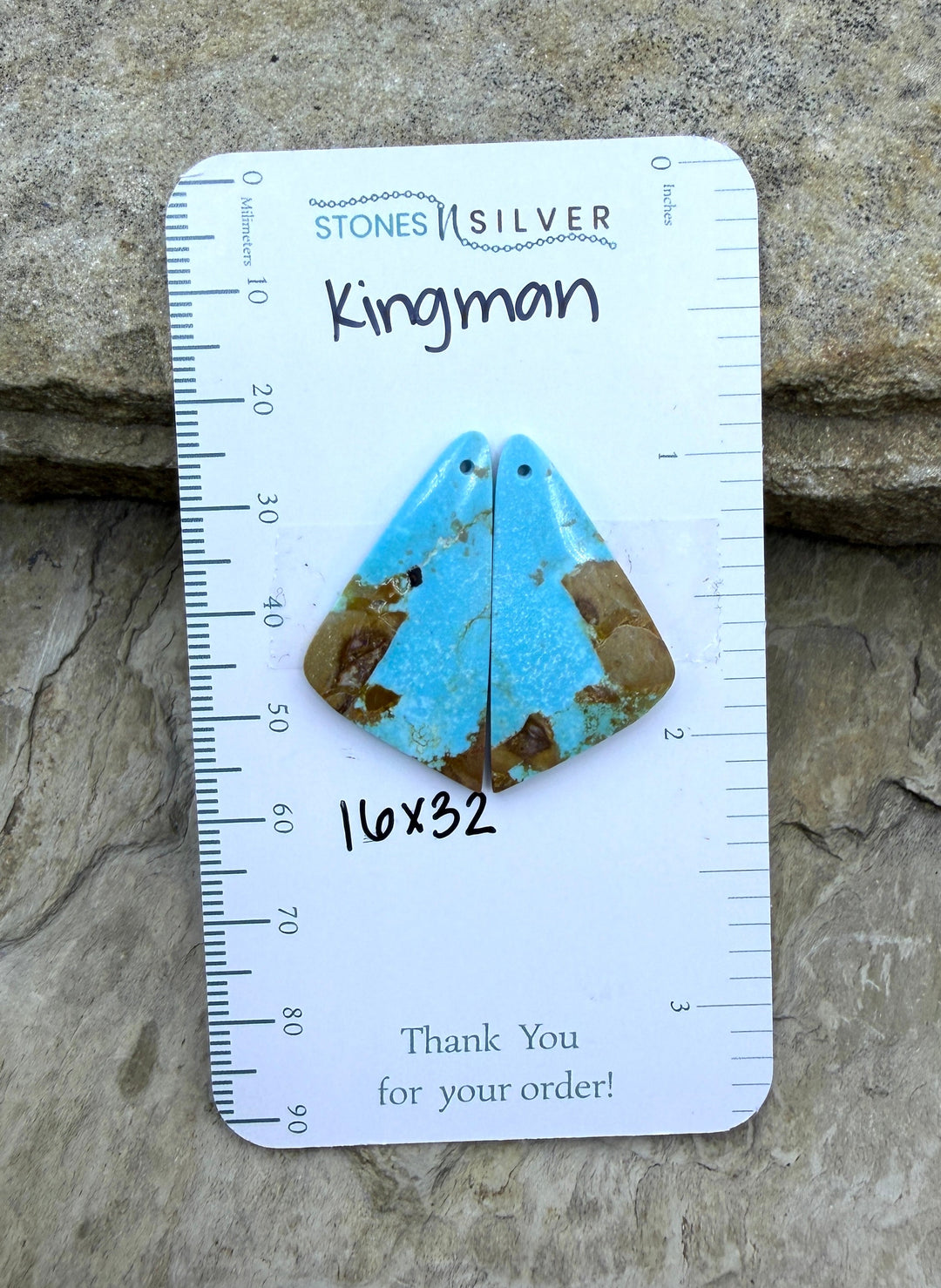 Kingman Turquoise (Arizona) Matching Earring Slab Bead Pair